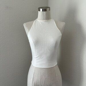 Reformation White Ribbed Tank Top